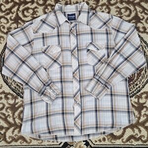 Vintage Wrangler Western Snap Shirt Plaid Cowboy Retro Rodeo Lightweight Y2K 90s